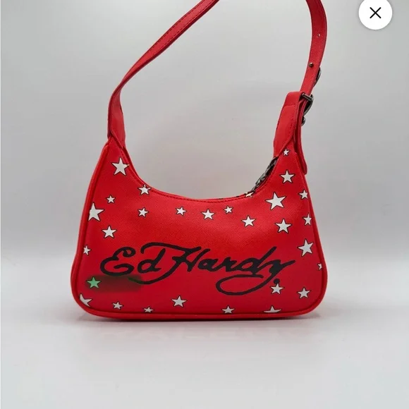 Ed Hardy Red Star-Embellished Shoulder Bag - Picture 1 of 2